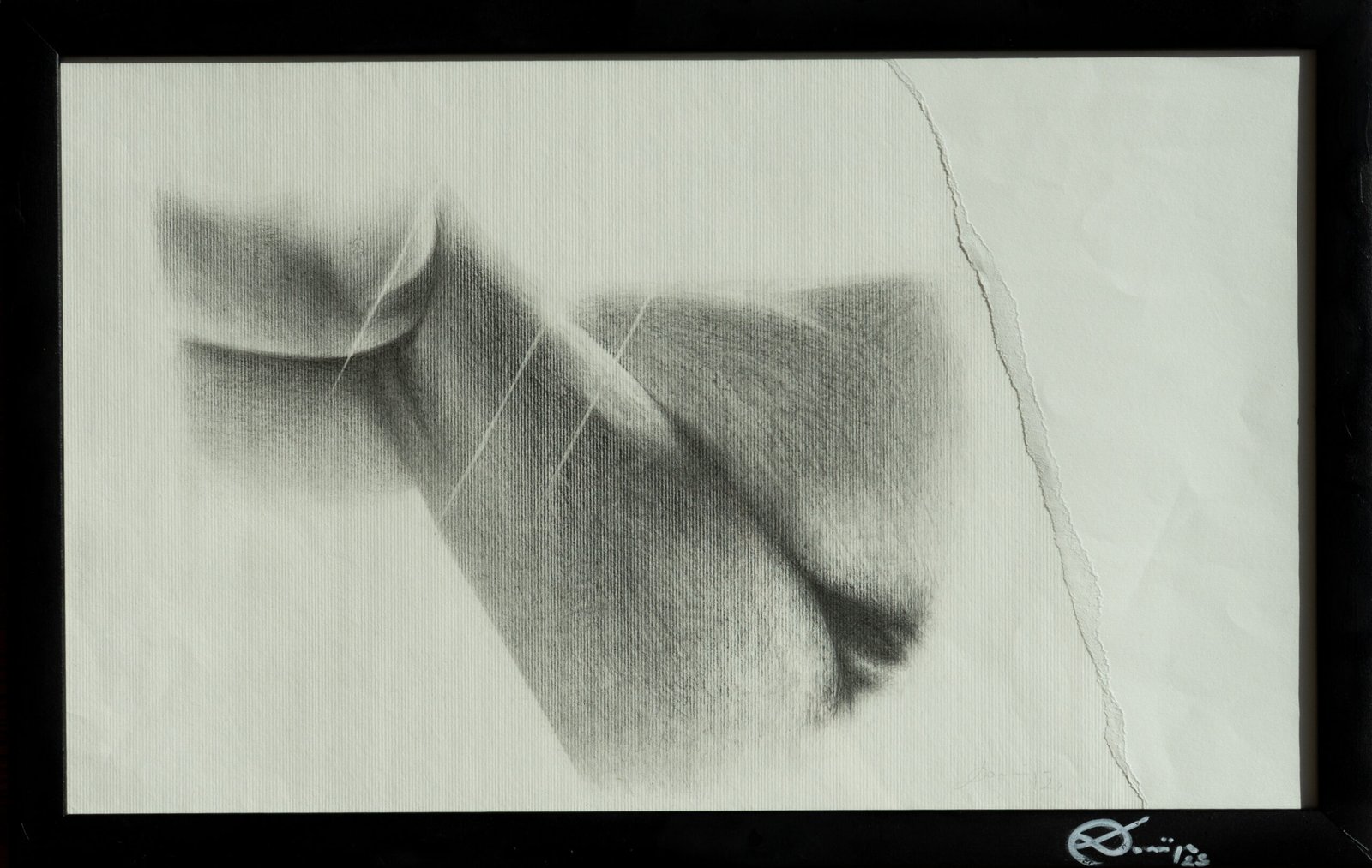 Graphitzeichnung von Dominique Ehrensberger, Detailstudie des menschlichen Körpers